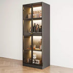 Meuble vitrine 60 cm en verre noir avec étagère de bar coulissante et éclairage LED sans fil