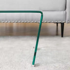 Table basse de 120 cm en verre trempé en forme de V avec pieds métalliques