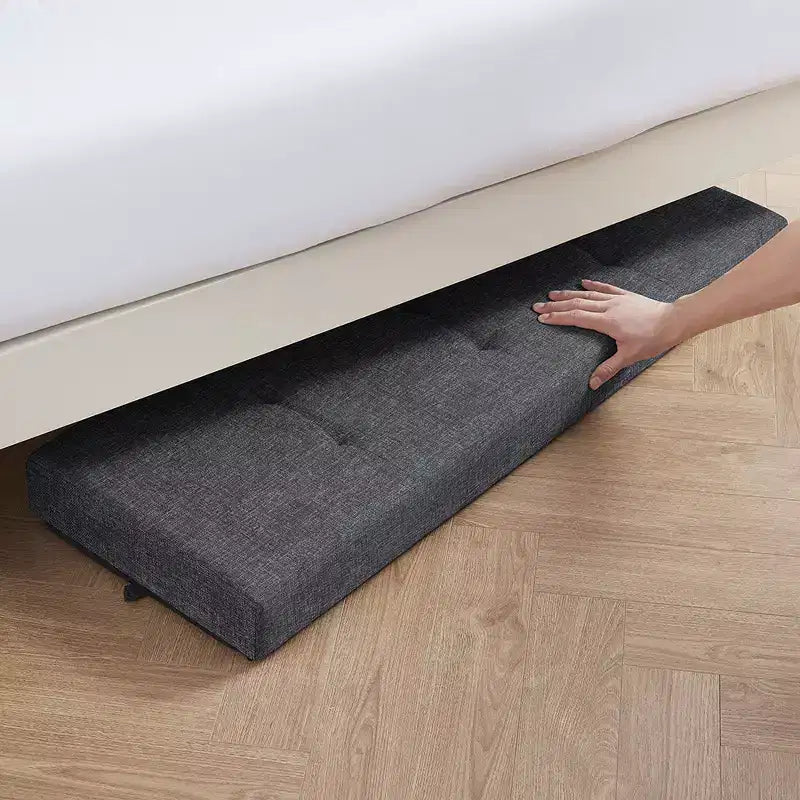 Banc de rangement pliant capitonné en lin de 43 pouces avec pieds