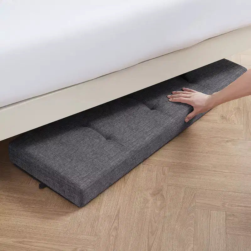 Banc de rangement pliant capitonné en lin de 43 pouces avec pieds