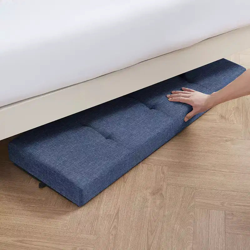 Banc de rangement pliant capitonné en lin de 43 pouces avec pieds