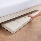 Banc de rangement pliant capitonné en lin de 43 pouces avec pieds