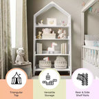 Étagère à livres ouverte en bois pour enfants avec plateau triangulaire, 4 étagères, pieds carrés