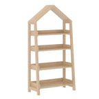 Étagère à livres ouverte en bois pour enfants avec plateau triangulaire, 4 étagères, pieds carrés