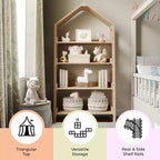 Étagère à livres ouverte en bois pour enfants avec plateau triangulaire, 4 étagères, pieds carrés