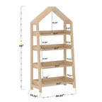Étagère à livres ouverte en bois pour enfants avec plateau triangulaire, 4 étagères, pieds carrés