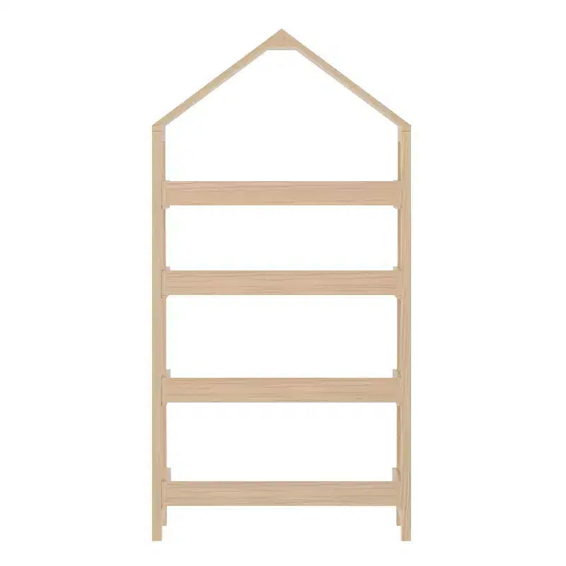 Étagère à livres ouverte en bois pour enfants avec plateau triangulaire, 4 étagères, pieds carrés