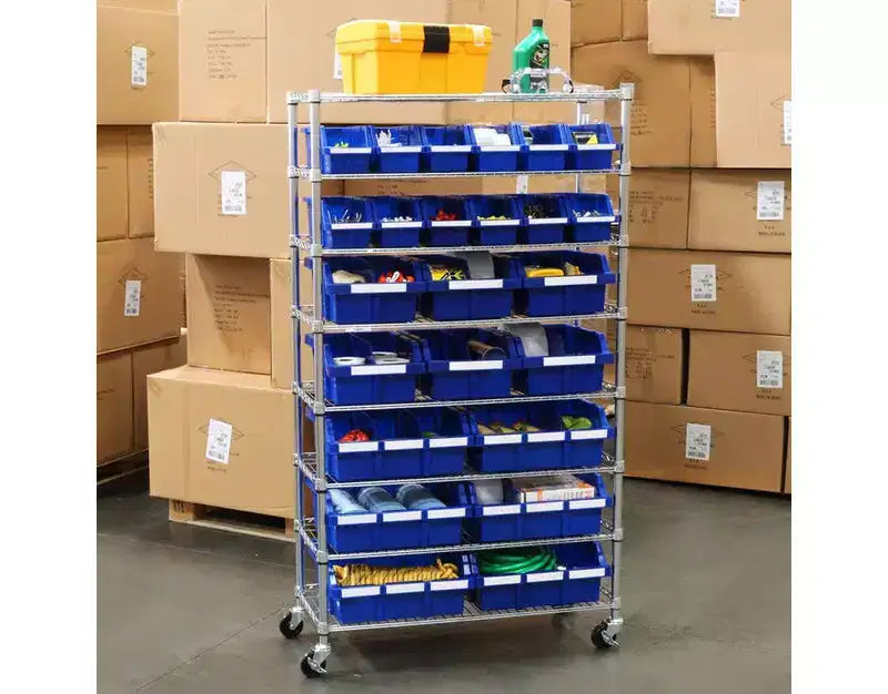 Unité de stockage en acier à 8 niveaux et 24 bacs, 91,4 cm x 36,2 cm x 161,3 cm