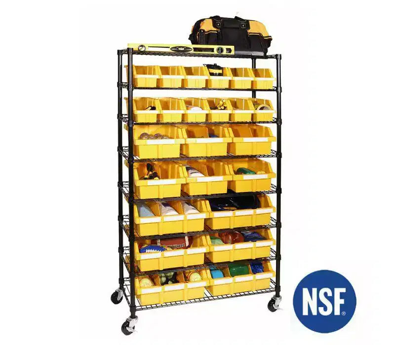 Unité de stockage en acier à 8 niveaux et 24 bacs, 91,4 cm x 36,2 cm x 161,3 cm