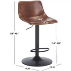 Tabouret de bar réglable, structure en fer, revêtement PU, pivotant avec repose-pieds