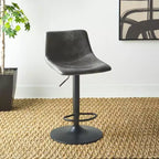 Tabouret de bar réglable, structure en fer, revêtement PU, pivotant avec repose-pieds