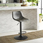 Tabouret de bar réglable, structure en fer, revêtement PU, pivotant avec repose-pieds