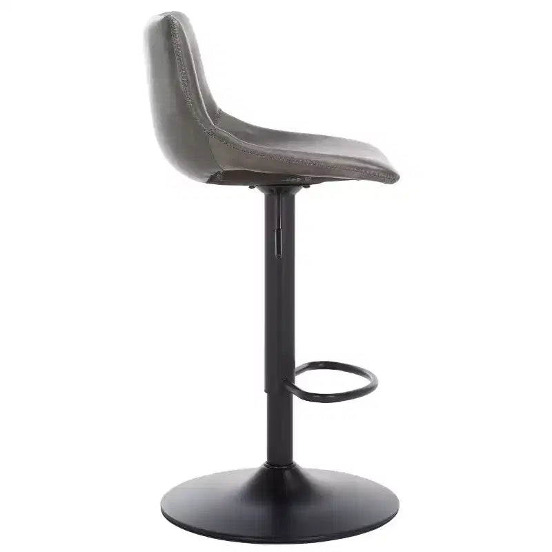 Tabouret de bar réglable, structure en fer, revêtement PU, pivotant avec repose-pieds