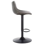 Tabouret de bar réglable, structure en fer, revêtement PU, pivotant avec repose-pieds