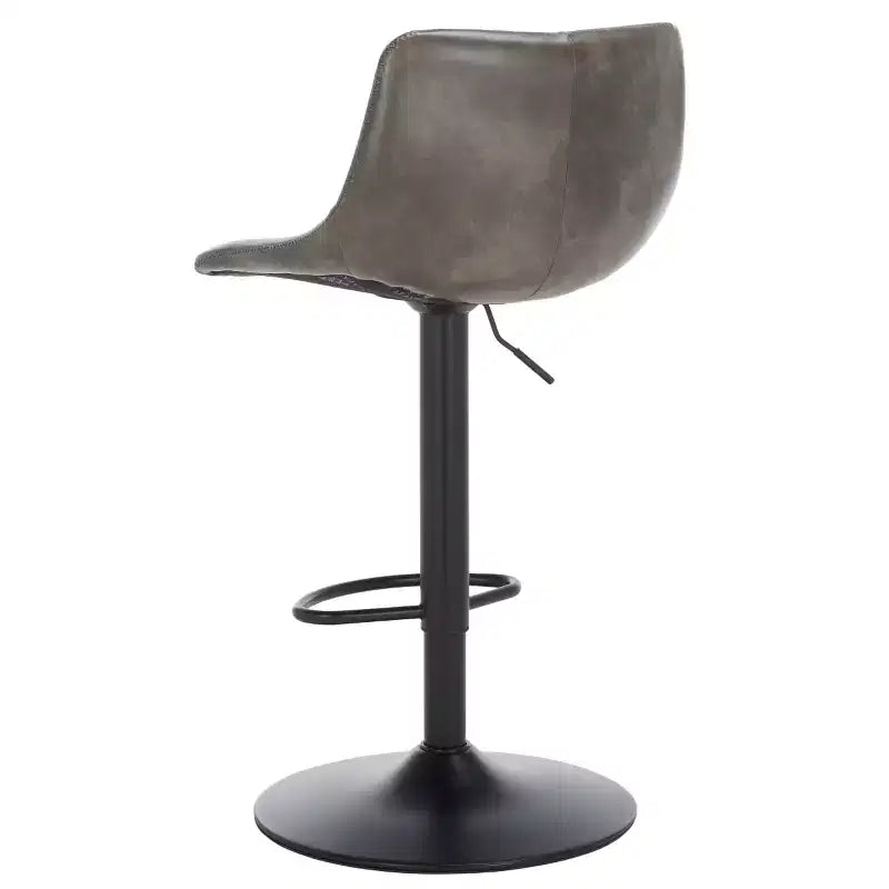 Tabouret de bar réglable, structure en fer, revêtement PU, pivotant avec repose-pieds