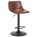 Tabouret de bar réglable, structure en fer, revêtement PU, pivotant avec repose-pieds