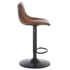 Tabouret de bar réglable, structure en fer, revêtement PU, pivotant avec repose-pieds