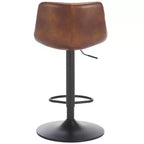 Tabouret de bar réglable, structure en fer, revêtement PU, pivotant avec repose-pieds