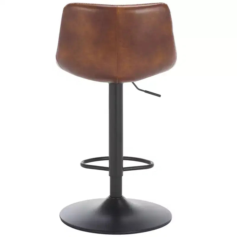Tabouret de bar réglable, structure en fer, revêtement PU, pivotant avec repose-pieds