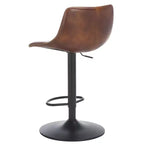 Tabouret de bar réglable, structure en fer, revêtement PU, pivotant avec repose-pieds