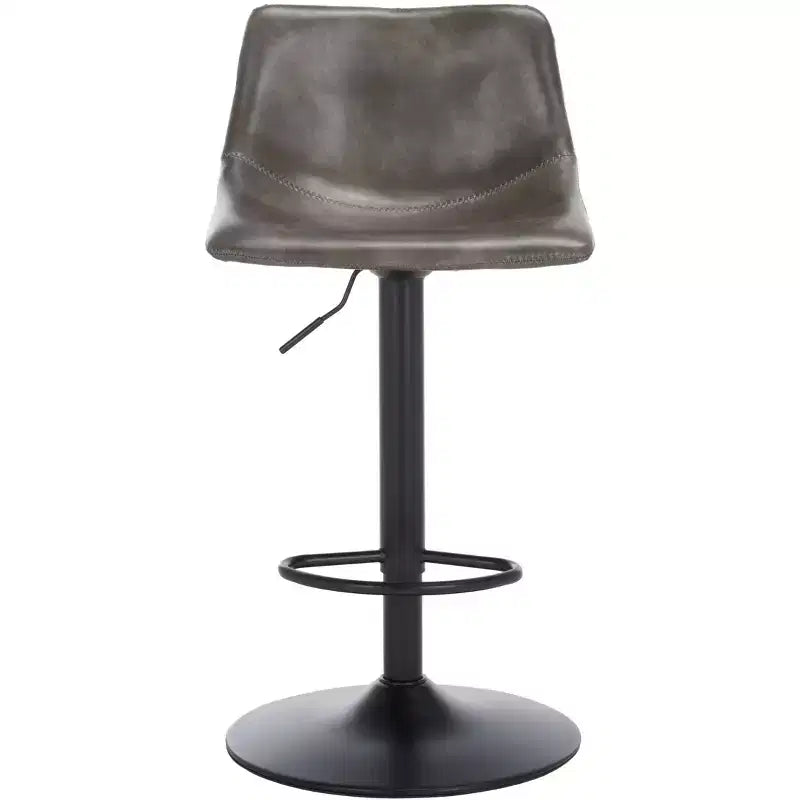 Tabouret de bar réglable, structure en fer, revêtement PU, pivotant avec repose-pieds