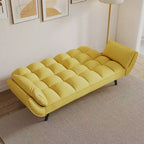 Canapé-lit convertible jaune de 57 pouces avec accoudoirs et coussin décoratif, petits espaces