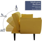 Canapé-lit convertible jaune de 57 pouces avec accoudoirs et coussin décoratif, petits espaces