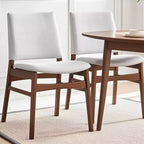 GDFStudio Abigail Mid-Century Solid Wood and Fabric Upholstered Dining Chairs (Set of 2)