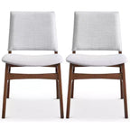 Chaises de salle à manger capitonnées en bois massif et tissu, style Mid-Century, lot de 2