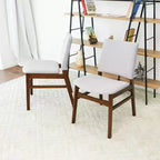 Chaises de salle à manger capitonnées en bois massif et tissu, style Mid-Century, lot de 2