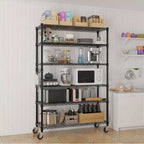 Étagère de 46 po de large, réglable en hauteur, avec roues, 6 tablettes