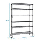 Étagère de 46 po de large, réglable en hauteur, avec roues, 6 tablettes