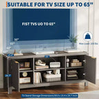 Meubles TV modernes pour 70 pouces, meuble cannelé avec rangement, meuble TV de style Mid-Century Moderne pour TV 50/55/60/65 pouces, console TV en chêne robuste