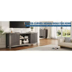 Meubles TV modernes pour 70 pouces, meuble cannelé avec rangement, meuble TV de style Mid-Century Moderne pour TV 50/55/60/65 pouces, console TV en chêne robuste