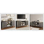 Meubles TV modernes pour 70 pouces, meuble cannelé avec rangement, meuble TV de style Mid-Century Moderne pour TV 50/55/60/65 pouces, console TV en chêne robuste