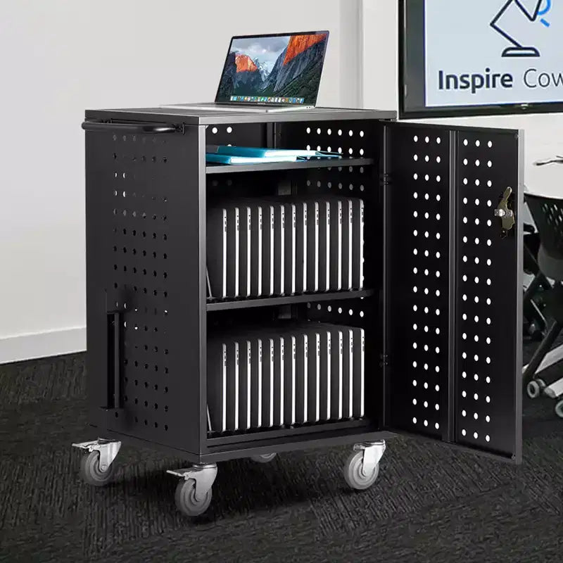 Chariot de recharge mobile pour 32 appareils, jusqu'à 15,6 pouces, bureau et salle de classe