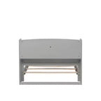 Lit en bois Twin Pine avec tête de lit bibliothèque et LED à détecteur de mouvement, barrières réglables, lit pour enfant