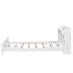 Lit en bois Twin Pine avec tête de lit bibliothèque et LED à détecteur de mouvement, barrières réglables, lit pour enfant