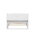 Lit en bois Twin Pine avec tête de lit bibliothèque et LED à détecteur de mouvement, barrières réglables, lit pour enfant