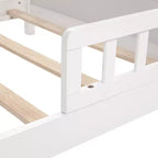 Lit en bois Twin Pine avec tête de lit bibliothèque et LED à détecteur de mouvement, barrières réglables, lit pour enfant