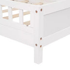 Lit en bois Twin Pine avec tête de lit bibliothèque et LED à détecteur de mouvement, barrières réglables, lit pour enfant