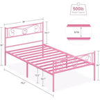 Cadres de lit plateforme en métal King Size, tête et pied de lit en fer forgé, lattes en acier, rangement sous le lit, silencieux, aucun sommier tapissier requis, noir