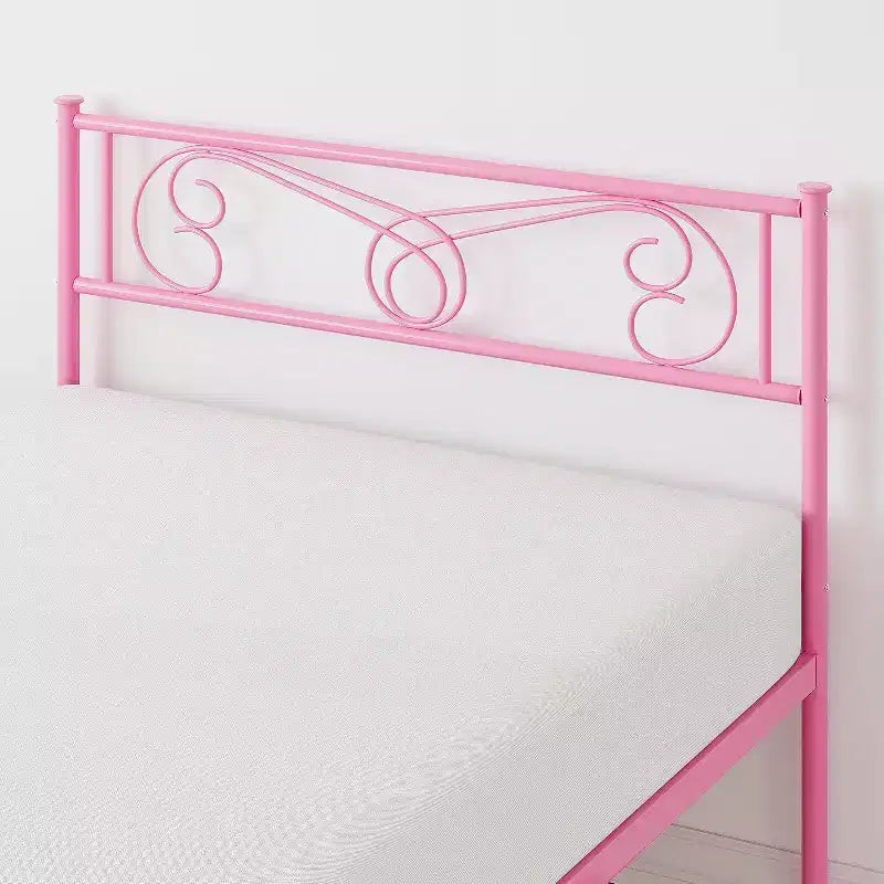 Cadres de lit plateforme en métal King Size, tête et pied de lit en fer forgé, lattes en acier, rangement sous le lit, silencieux, aucun sommier tapissier requis, noir