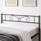 Cadres de lit plateforme en métal King Size, tête et pied de lit en fer forgé, lattes en acier, rangement sous le lit, silencieux, aucun sommier tapissier requis, noir