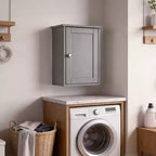 Meuble haut de salle de bain gris 1 porte 1 étagère