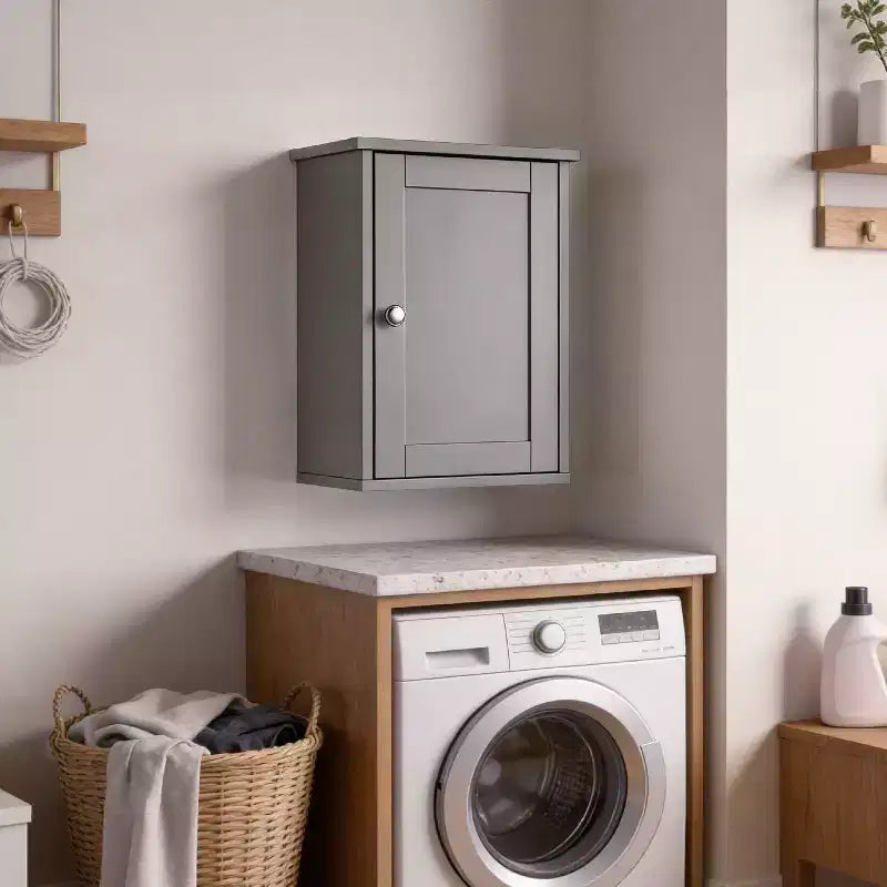 Meuble haut de salle de bain gris 1 porte 1 étagère