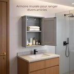 Meuble haut de salle de bain gris 1 porte 1 étagère