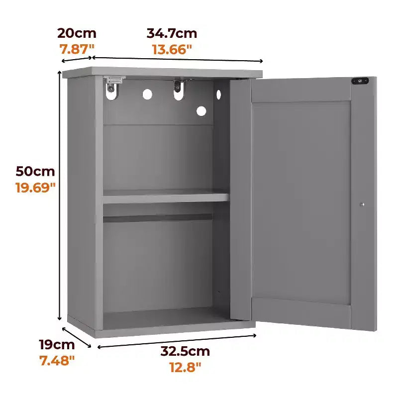 Meuble haut de salle de bain gris 1 porte 1 étagère