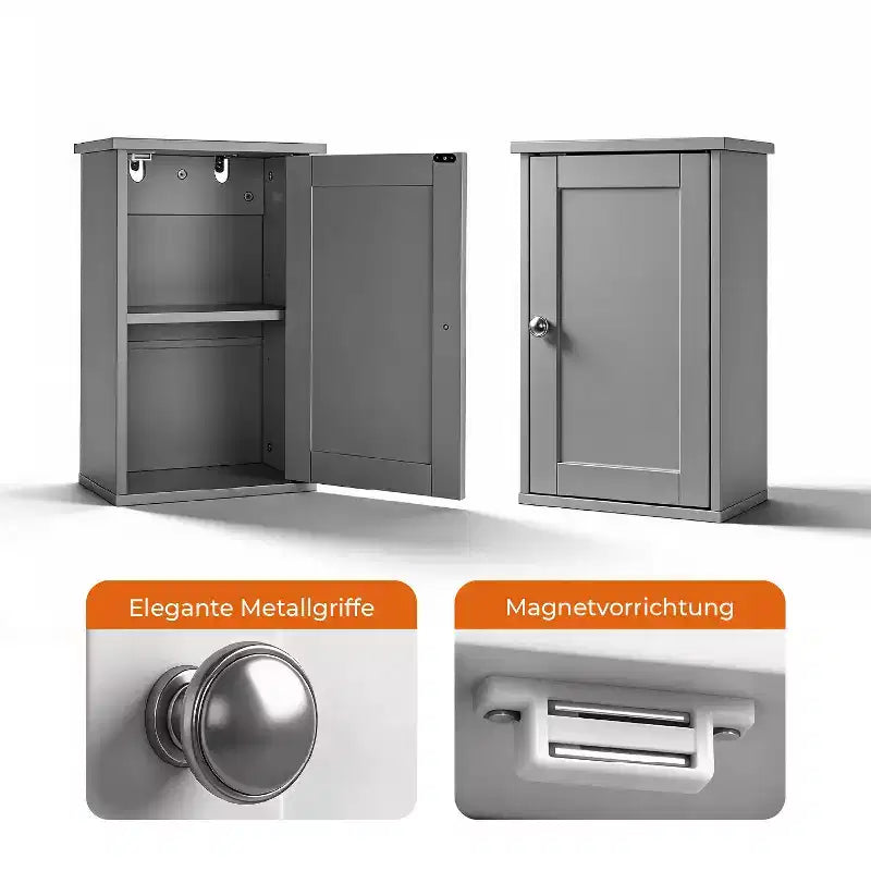 Meuble haut de salle de bain gris 1 porte 1 étagère