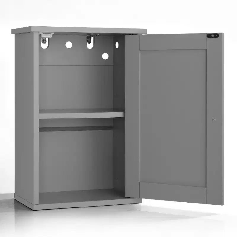 Meuble haut de salle de bain gris 1 porte 1 étagère